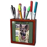 Dogs German Shepherd - German Shepherd Portrait - Tile Pen Holders-5 inch tile pen holder