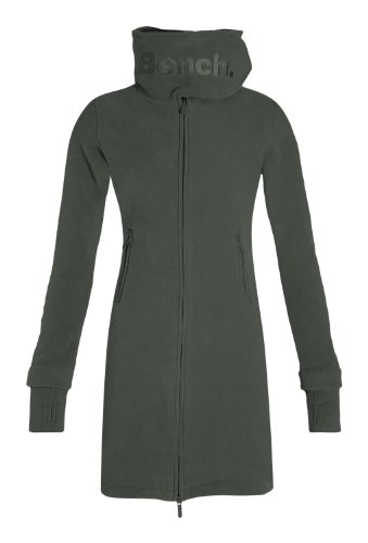 Bench Damen Kurzmantel FLEECE ZIP THROUGH FUNNEL NECK, black ink / olive green, S, BLEA0418B_BK007