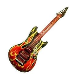 Aufblasbare Gitarre mit Flammen, PVC, rot