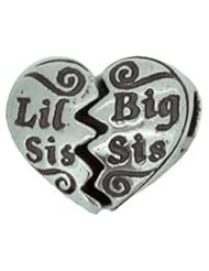 Genuine Zable (TM) Product. 925 Sterling Silver Big Sis-Lil Sis Breakapart Bead Charm. 100% Satisfaction Guaranteed.