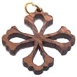 Flower Olive wood Cross Laser Pendant (2.7x 2.7cm or 1.1x1.1")