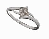 18ct White Gold 0.50ct Princess Cut Diamonds Solitare Look Crosover Ring