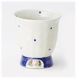 【波佐見焼 湯呑】 水玉散し 高台コップいぬ青 〔キャッシュバックキャンペーン対象商品〕