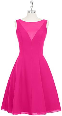 Emyrin Knee-Length Deep V Fuchsia Bridesmaid Dresses