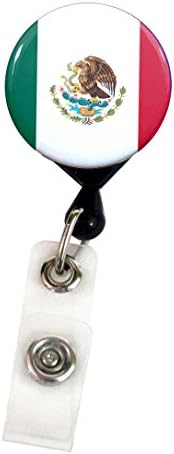 Henry the Buttonsmith Mexico Flag Deluxe Retractable Badge Reel With Alligator Clip and Extra-Long 36 inch Standard Duty Cord - Made in the USA, 1 Year Warranty