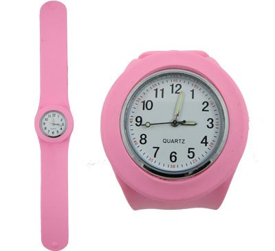 Acczilla Slap Watch - Silicone Slap On Watch - Light Pink - Large
