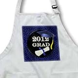 2012 Grad in Blue Cheetah Print and Diamond - BLACK Full Length Apron With Pockets 22w X 30l