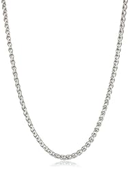 Italian 14k White Gold 1mm Spiga Wheat Chain Necklace