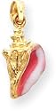 Enamel Conch/Sea Shell Charm, 14K Yellow Gold