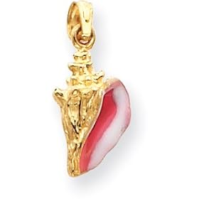 Enamel Conch Sea Shell Charm, 14K Yellow Gold by Precious Accents