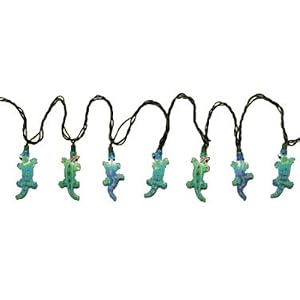 10 GECKO lizards blue green HOLIDAY Party LIGHTS by OTC