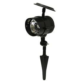 Solar spot light lantern 3 LED bulbs black plastic outdoor patio decor