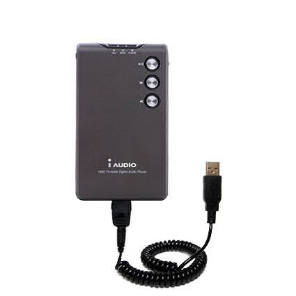 Coiled USB Cable for the Cowon iAudio M3L with Power Hot Sync and Charge capabilities - uses Gomadic TipExchange Technology