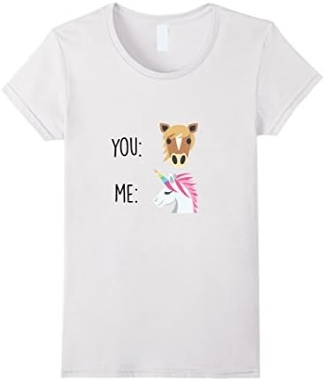 Women's Horse and Unicorn Funny Emoji Emoticon T-Shirt  Small White