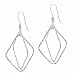 Sterling Silver D Cut Double Diamond Shape Dangle Earrings