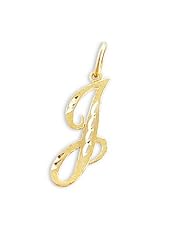Cursive J Initial Charm 14k Yellow Gold Letter Pendant Solid