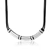 Contemporary Statement: Stainless Steel Bar-link and Rubber Cord Necklace for Men
