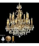 IMAGE OF American Brass and Crystal CH9572-O-16G-ST Rosetta 16 Light Two Tier Chandelier in True Brass with Clear Precision Teardrop crystal