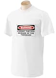 WARNING FORGET THE DOG BEWARE OF THE TEENAGER Adult Short Sleeve T-Shirt In Various Colors & Sizes