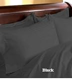 Egyptian Cotton 500 Thread Count Sateen Stripe 4 Pc Comforter Set - Black Queen