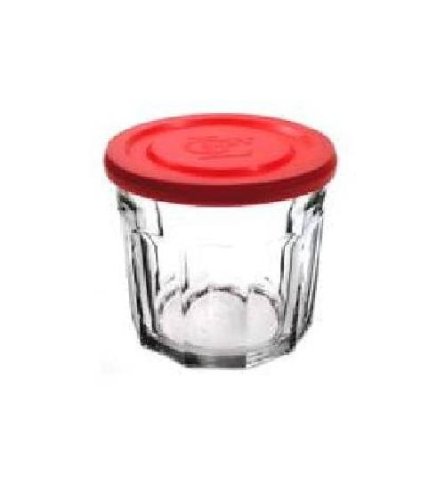 Luminarc Working Glass 14 oz w/Red Lid, Set of 4
