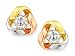 9ct Three Colour Gold and Cubic Zirconia Knot Earrings