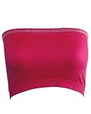 4 Rows Stone Set Seamless Bandeau Strapless Tube Top Bra Fushia
