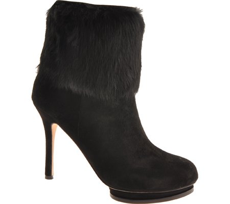 BCBG Max Azria Women's Viv Dress Shoes,Black Kidskin Suede/Rabbit Fur,8.5 M US On Sale