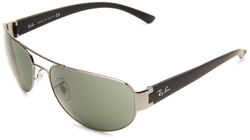 Ray-Ban Men's RB3448 004 63 Sunglasses - Gunmetal Frame Green Lens - One Size