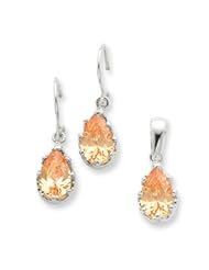 Genuine IceCarats Designer Jewelry Gift Sterling Silver Champagne Cz Earrings And Pendant Set