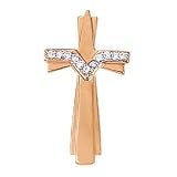 14K Rose Gold Diamond Cross Pendant