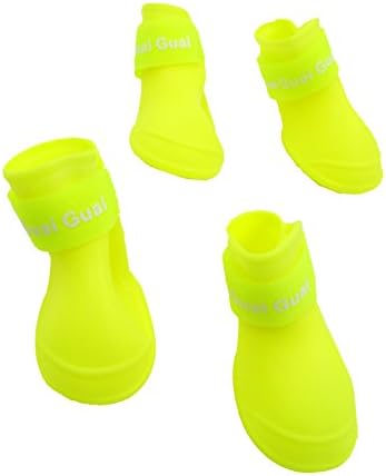 Maxhood Cute Little Pet Dog/Cat Rain Snow Boots Shoes Booties Candy Fashion Rubber Waterproof Avoiding Snow Rain Dog Shoes (L) (Green, L)