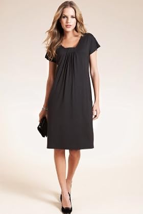 Gathered Front Drape Pockets Jersey Dress