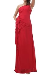 Chiffon One Shoulder Floor Length Corset   Waistline Crystal Evening Dress 