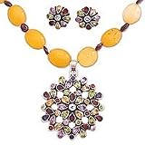 NOVICA Chalcedony and garnet jewelry set, 'Summer Blossoms'