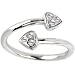 Solid 14K White Gold .06 Carat Genuine Diamond Hearts Toe Ring