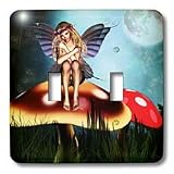 Renderly Yours Fairies - Beautiful Fairy Resting On A Mushroom - Light Switch Covers - double toggle switch