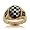 Men's #8 Checkered Flag Onyx Mother of Pearl 10K Yellow Gold Ring