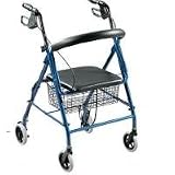 Drive Aluminum Rollator, 4 Wheel, 6 Coasters with Loop Locks, Padded Seat, Blue