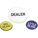 Trademark Poker Button Set - Dealer, Big and Little Blinds - In Bag Button Set, Multi