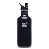 Klean Kanteen Stainless Steel 40 Ounce Water Bottle with 2.0 Sports Cap, Black Eclipse