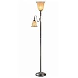 Buy Lite Source LS-80442D BRZ Two Light Torchiere Reading Floor Lamp in Dark Bronze and Mottled Amber... by Lite Source
