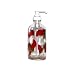 ArtisanStreet's Red Chili Pepper Design Soap or Lotion Dispenser. Features Red Hot Chili Peppers Hand Painted on Clear Glass & Signed By Artisan. Made To Order.