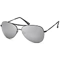 Sonnenbrille Spiegelbrille, Pilotenbrille verspiegelt f�r schmale Gesichter / Kopfformen, Fliegerbrille mit schwarzem Rahmen und Spiegelglas