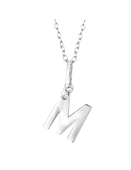 Sterling silver 0.005ct TDW Diamond Initial M Necklace (H-I, I2)
