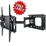 Mount-It! Single Arm Extra Extension Swiveling Tilting Articulating Full Motion Cantilever Wall Mount Bracket for Plasma LCD LED TVs (32-60") with FREE HDMI Cable