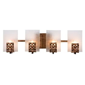 Varaluz 180B04 Dreamweaver Collection 4-Light Bath Light, Blackened Copper Finish with Frosted Plate Glass Shades, 22-Inch by 6-3/4-Inch by 3-Inch