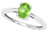 1.00ct Oval Peridot Ring in 10Kt White Gold