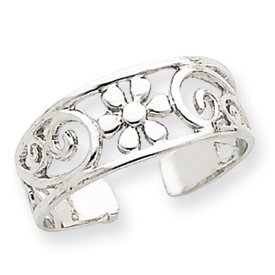14k White Gold Floral Toe Ring by JewelryWeb