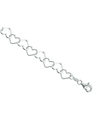 Sterling Silver Italian Heart Chain Necklaces & Bracelets 9.6mm wide, Sizes 7 - 30 inch